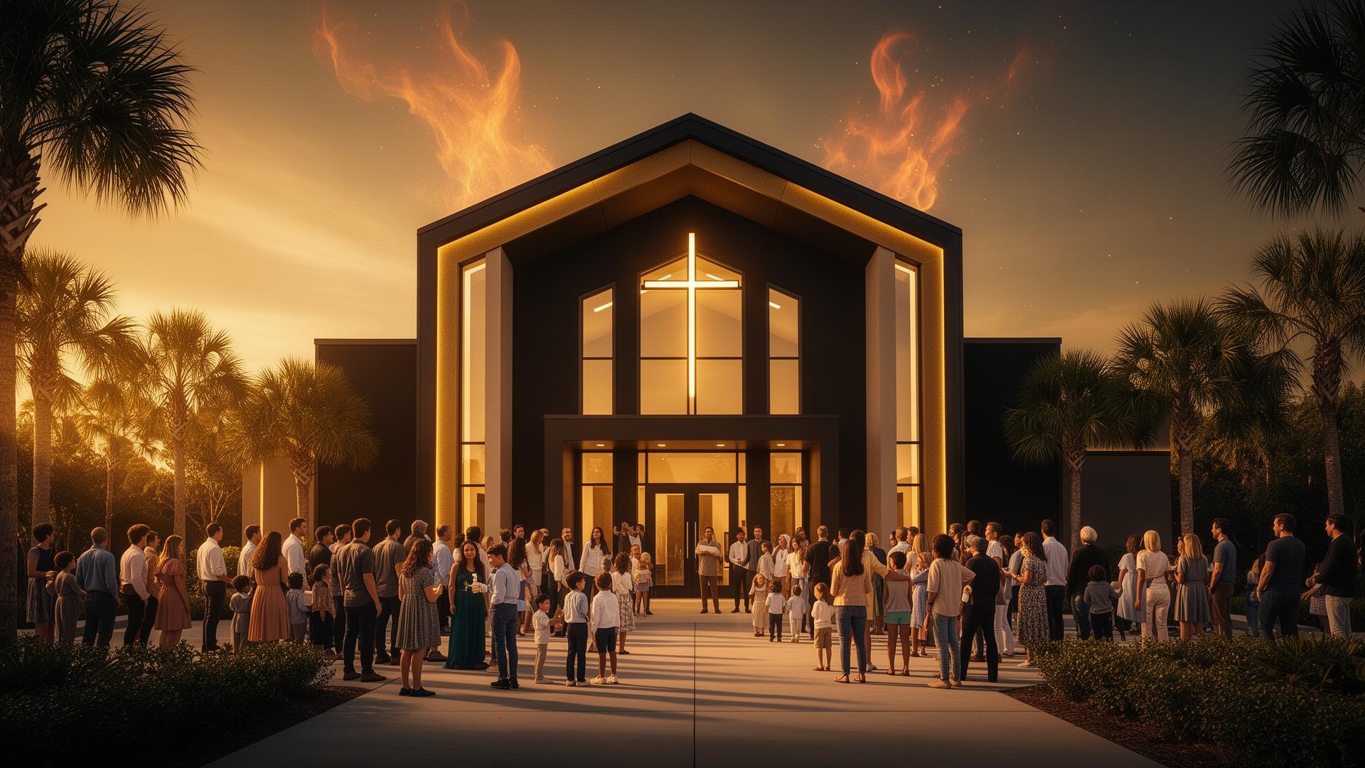 Congregation worshiping in a Spirit-filled gathering